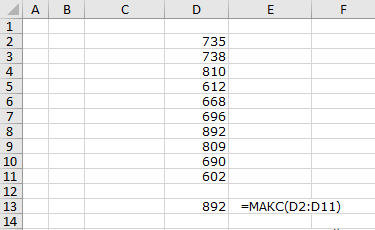максимальное значение в Excel функция МАКС
